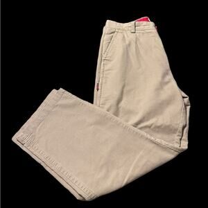 Dockers Size 36x30 Relaxed Fit Flat Front Men’s Khaki Pants with Zippered Pocket